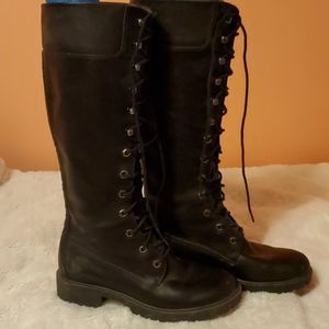 Timberland knee high lace up combat boots